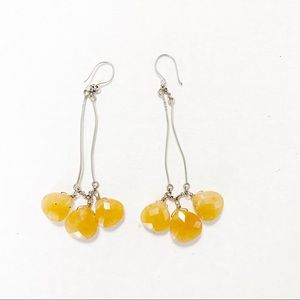 Sterling Silver stamped Orange stone drop earrings
